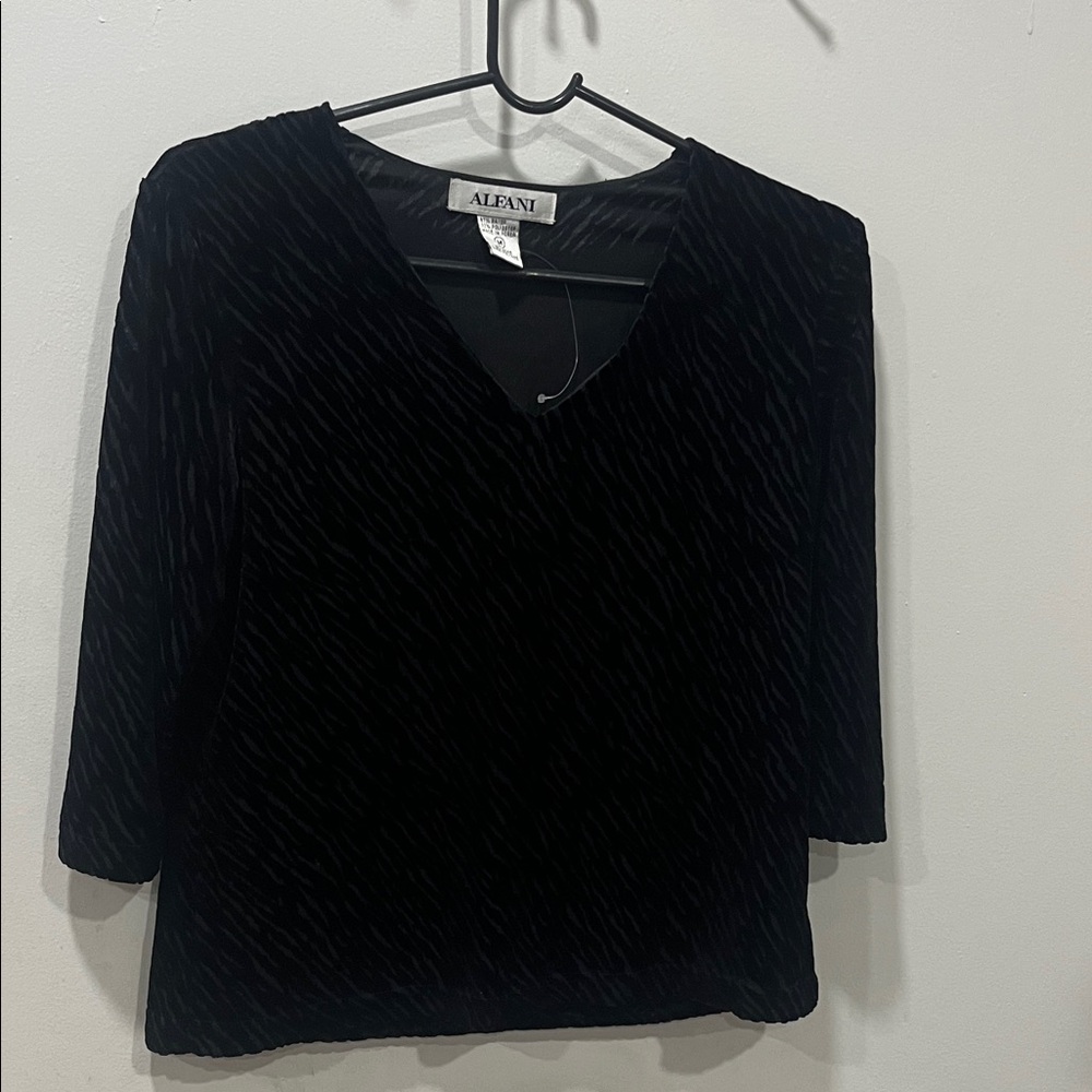 Alfani Black Textured Women's Blouse
